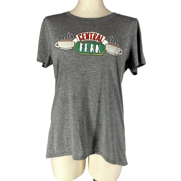 FRIENDS Central Perk Grey Graphic T-Shirt Women's Size XL** RUNS SMALL Crew Neck - Picture 1 of 6